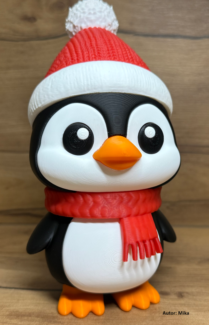 Pingüino navideño impreso en 3D